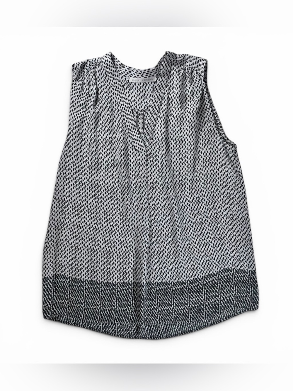 Anthropologie Violet + Claire Geometric Print Sleeveless Blouse M Black White